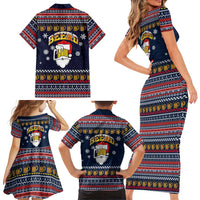 Santa Beerd Christmas Family Matching Short Sleeve Bodycon Dress and Hawaiian Shirt Xmas Holiday Patterns - Wonder Print Shop