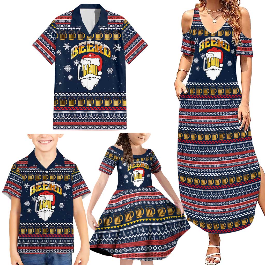 Santa Beerd Christmas Family Matching Summer Maxi Dress and Hawaiian Shirt Xmas Holiday Patterns - Wonder Print Shop
