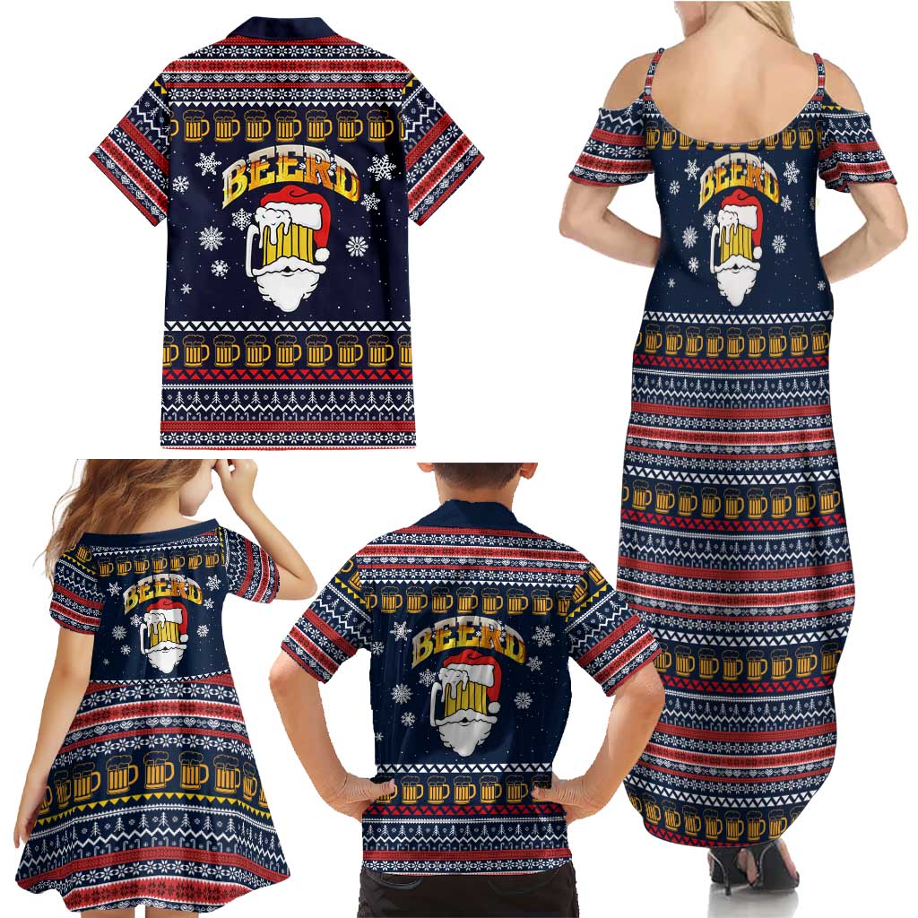 Santa Beerd Christmas Family Matching Summer Maxi Dress and Hawaiian Shirt Xmas Holiday Patterns - Wonder Print Shop