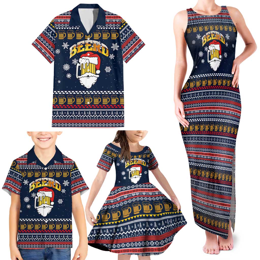 Santa Beerd Christmas Family Matching Tank Maxi Dress and Hawaiian Shirt Xmas Holiday Patterns - Wonder Print Shop