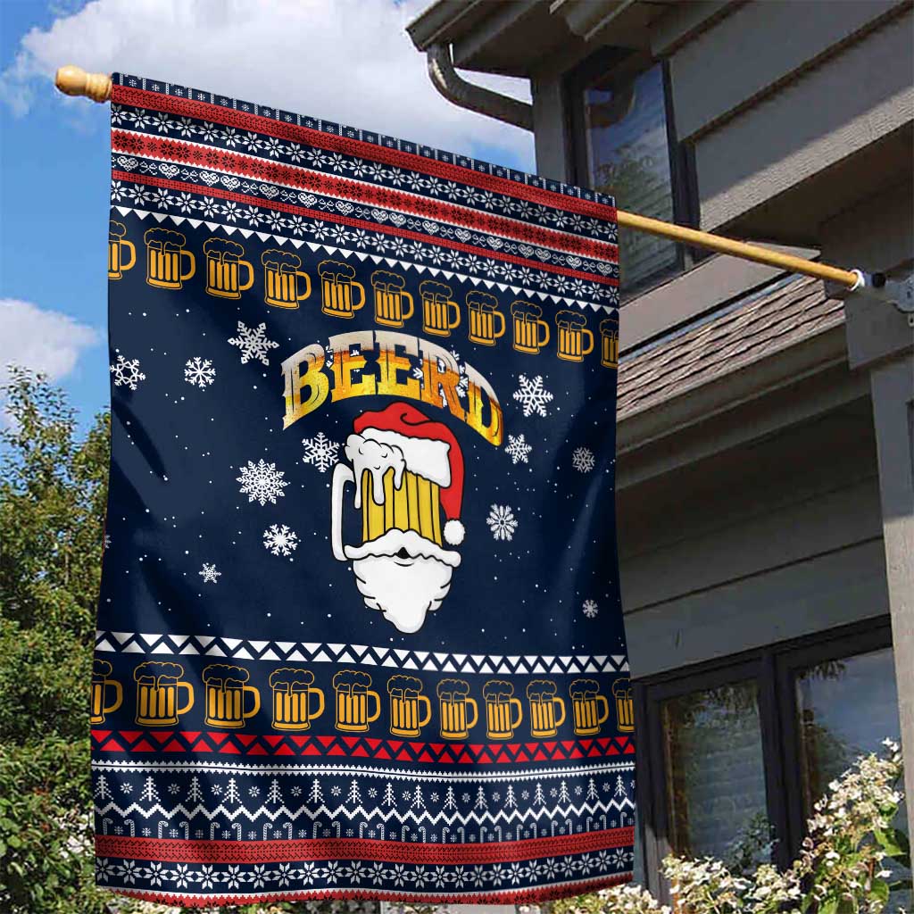 Santa Beerd Christmas Garden Flag Xmas Holiday Patterns - Wonder Print Shop