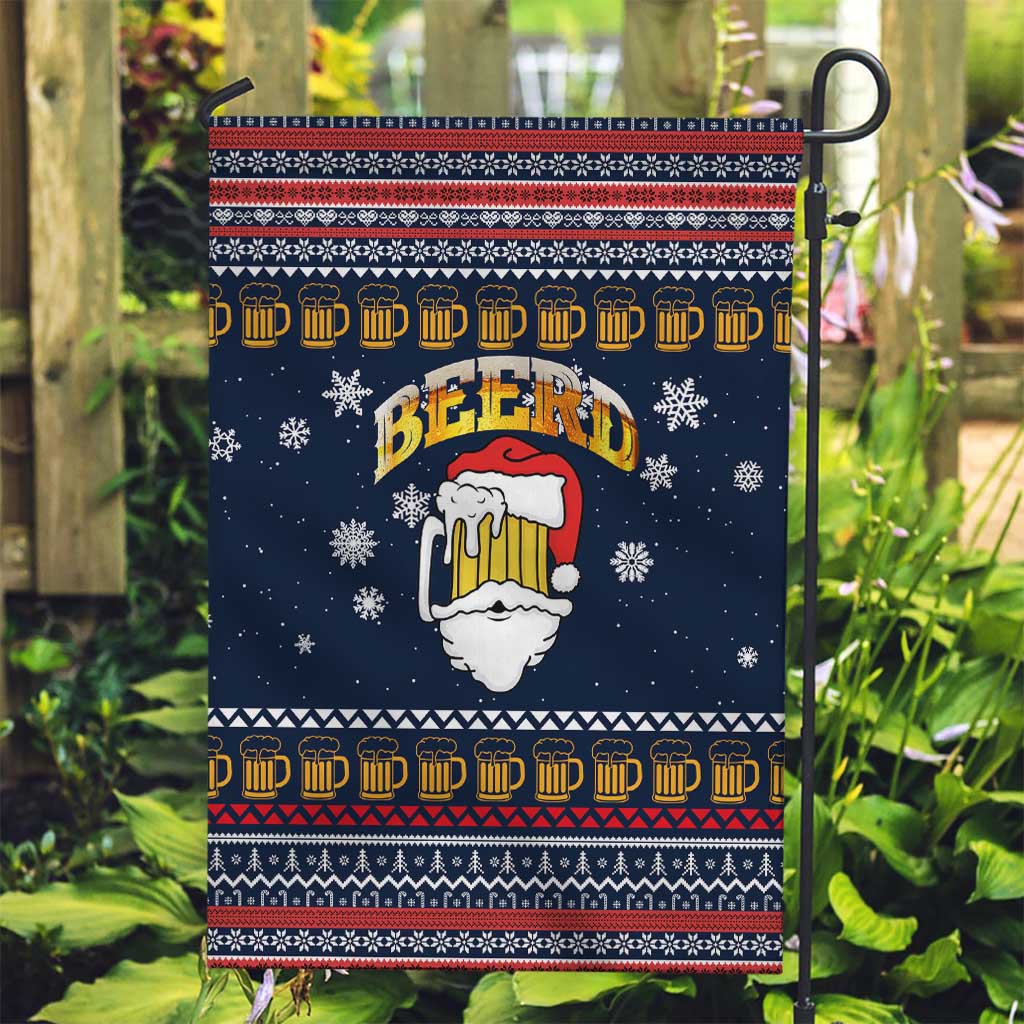 Santa Beerd Christmas Garden Flag Xmas Holiday Patterns - Wonder Print Shop
