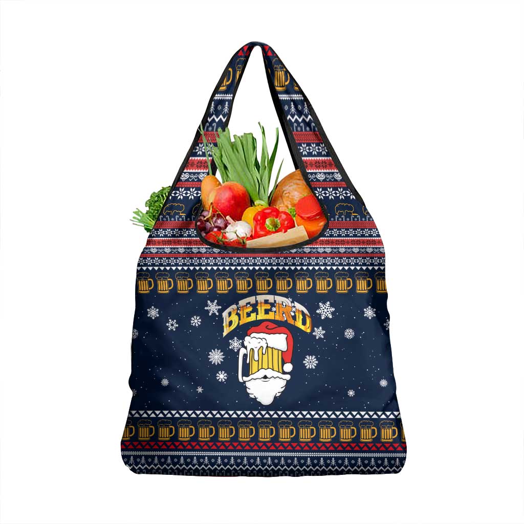 Santa Beerd Christmas Grocery Bag Xmas Holiday Patterns - Wonder Print Shop