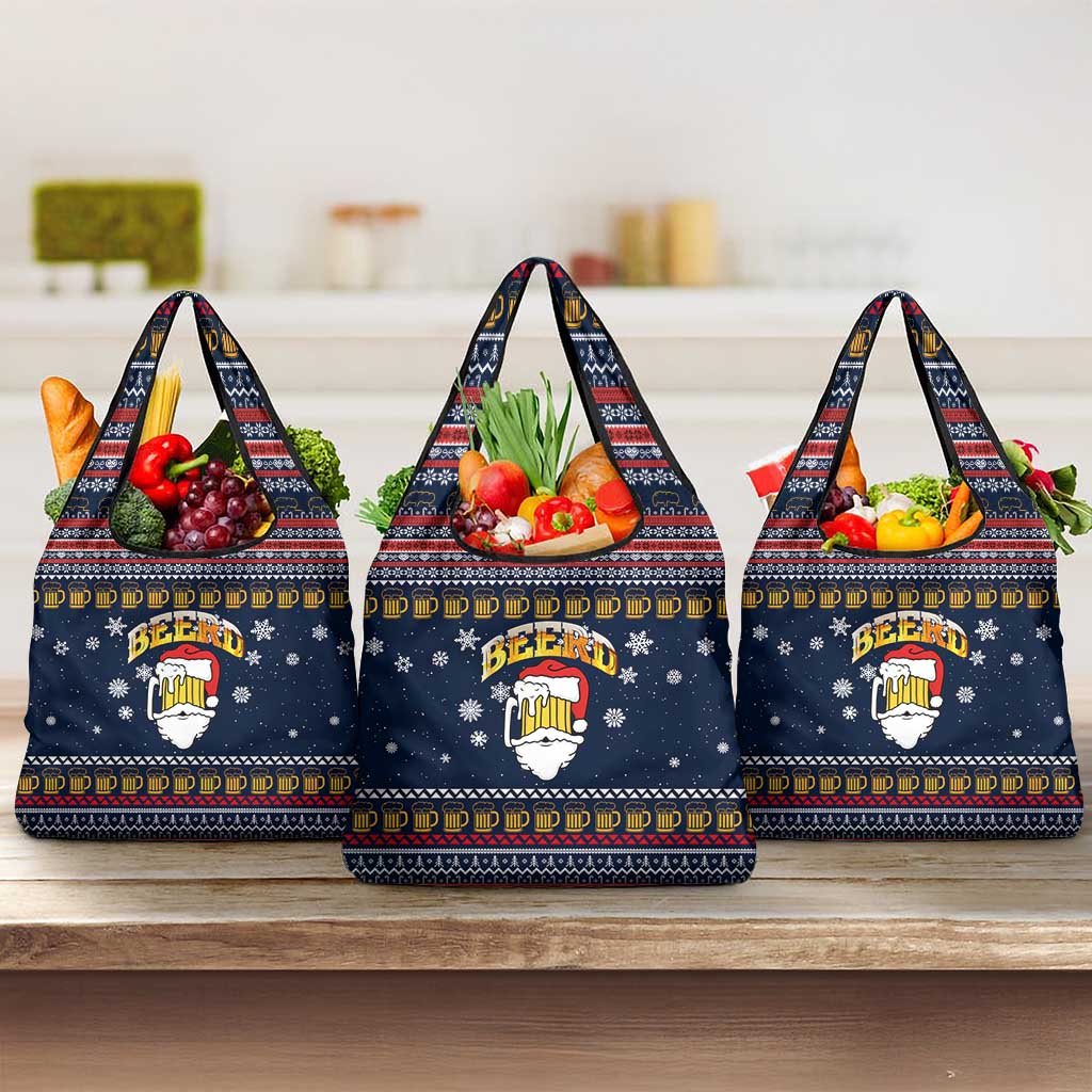 Santa Beerd Christmas Grocery Bag Xmas Holiday Patterns - Wonder Print Shop