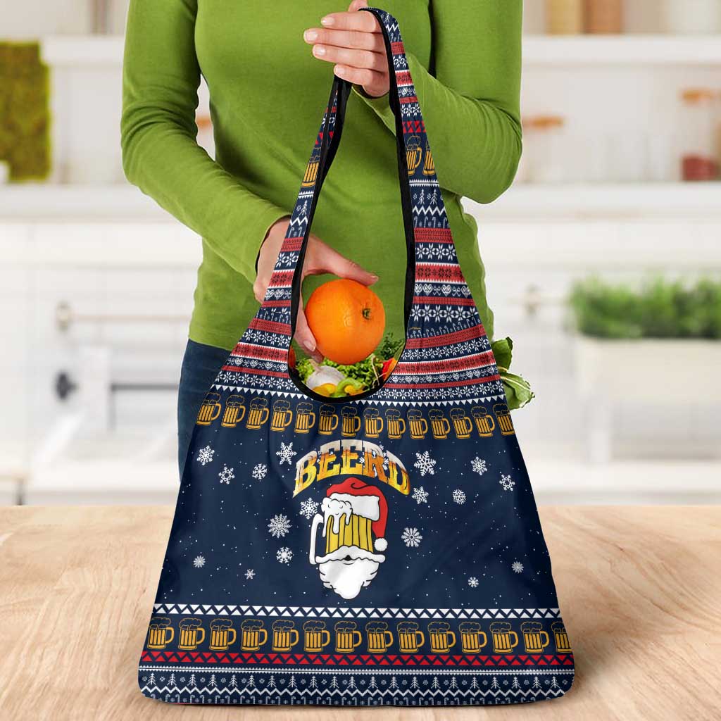 Santa Beerd Christmas Grocery Bag Xmas Holiday Patterns - Wonder Print Shop