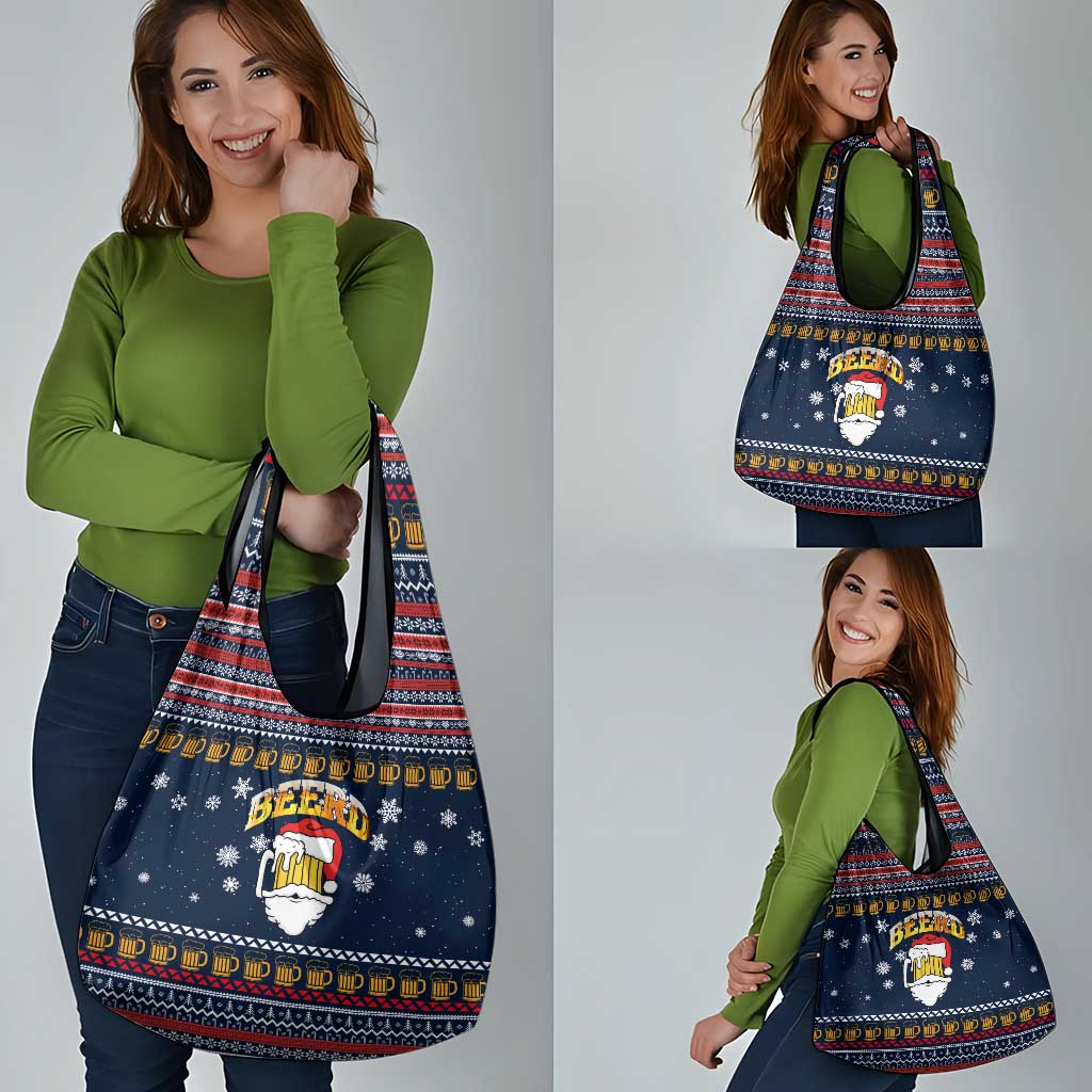 Santa Beerd Christmas Grocery Bag Xmas Holiday Patterns - Wonder Print Shop