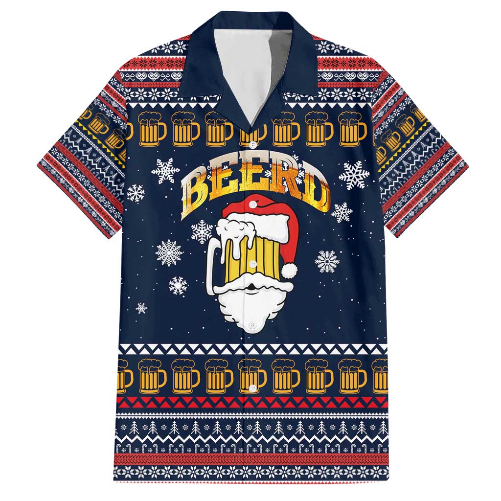 Santa Beerd Christmas Hawaiian Shirt Xmas Holiday Patterns - Wonder Print Shop
