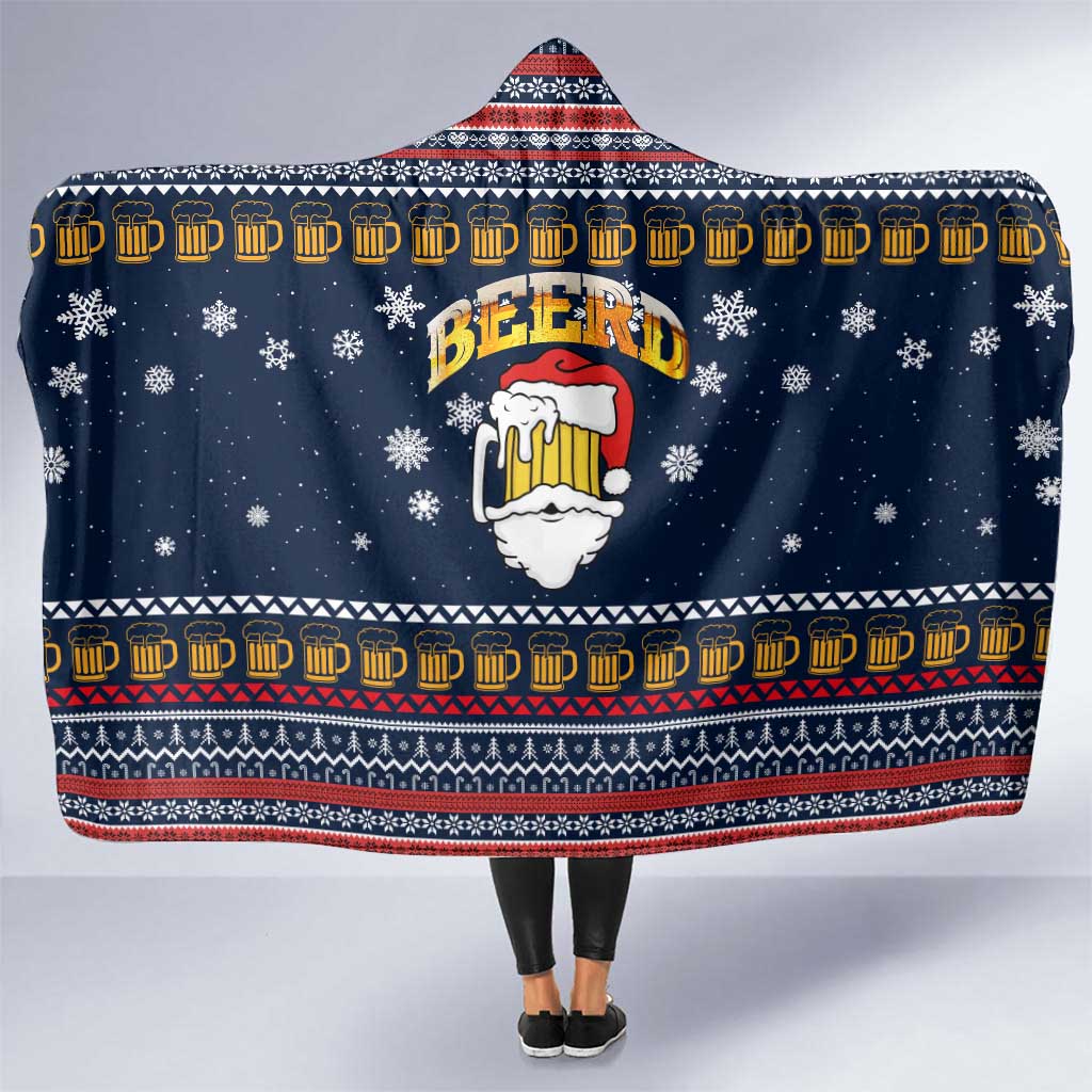 Santa Beerd Christmas Hooded Blanket Xmas Holiday Patterns - Wonder Print Shop