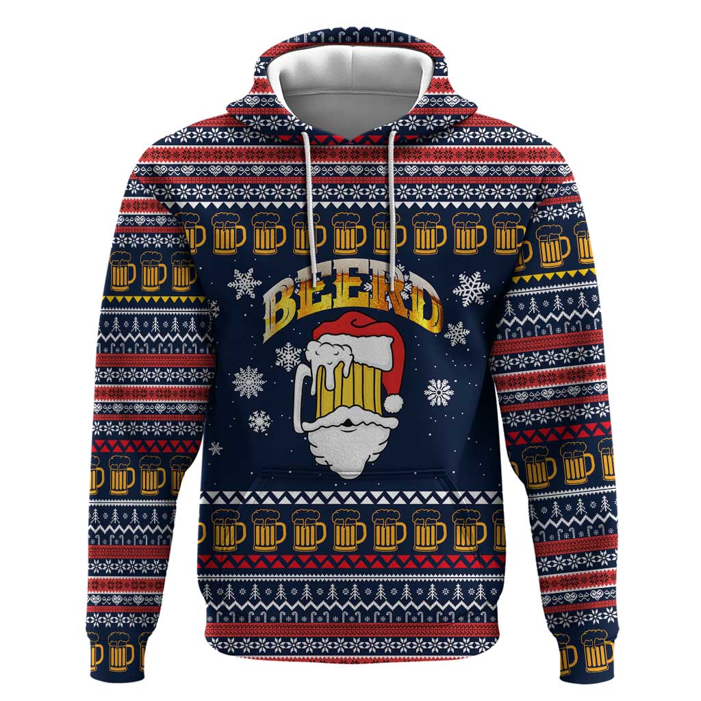 Santa Beerd Christmas Hoodie Xmas Holiday Patterns - Wonder Print Shop
