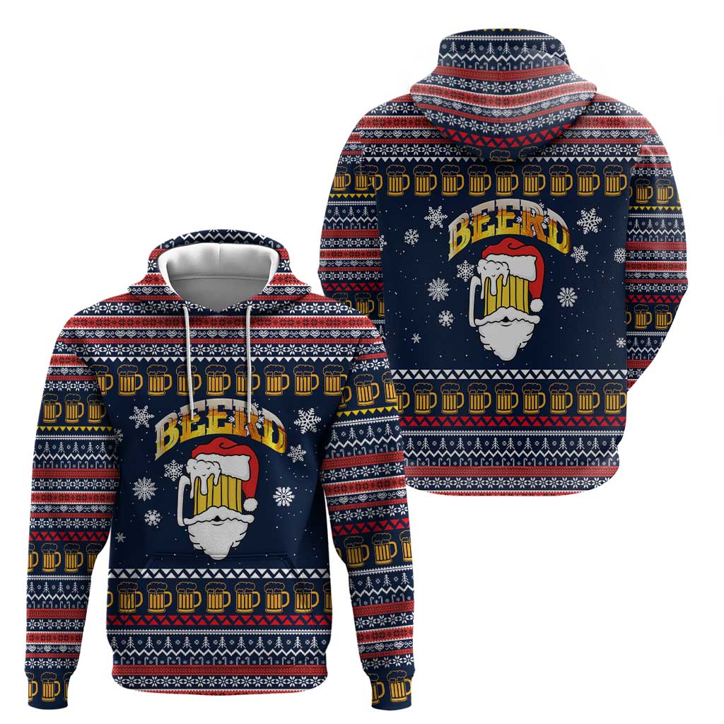 Santa Beerd Christmas Hoodie Xmas Holiday Patterns - Wonder Print Shop