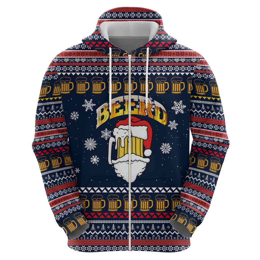 Santa Beerd Christmas Hoodie Xmas Holiday Patterns - Wonder Print Shop