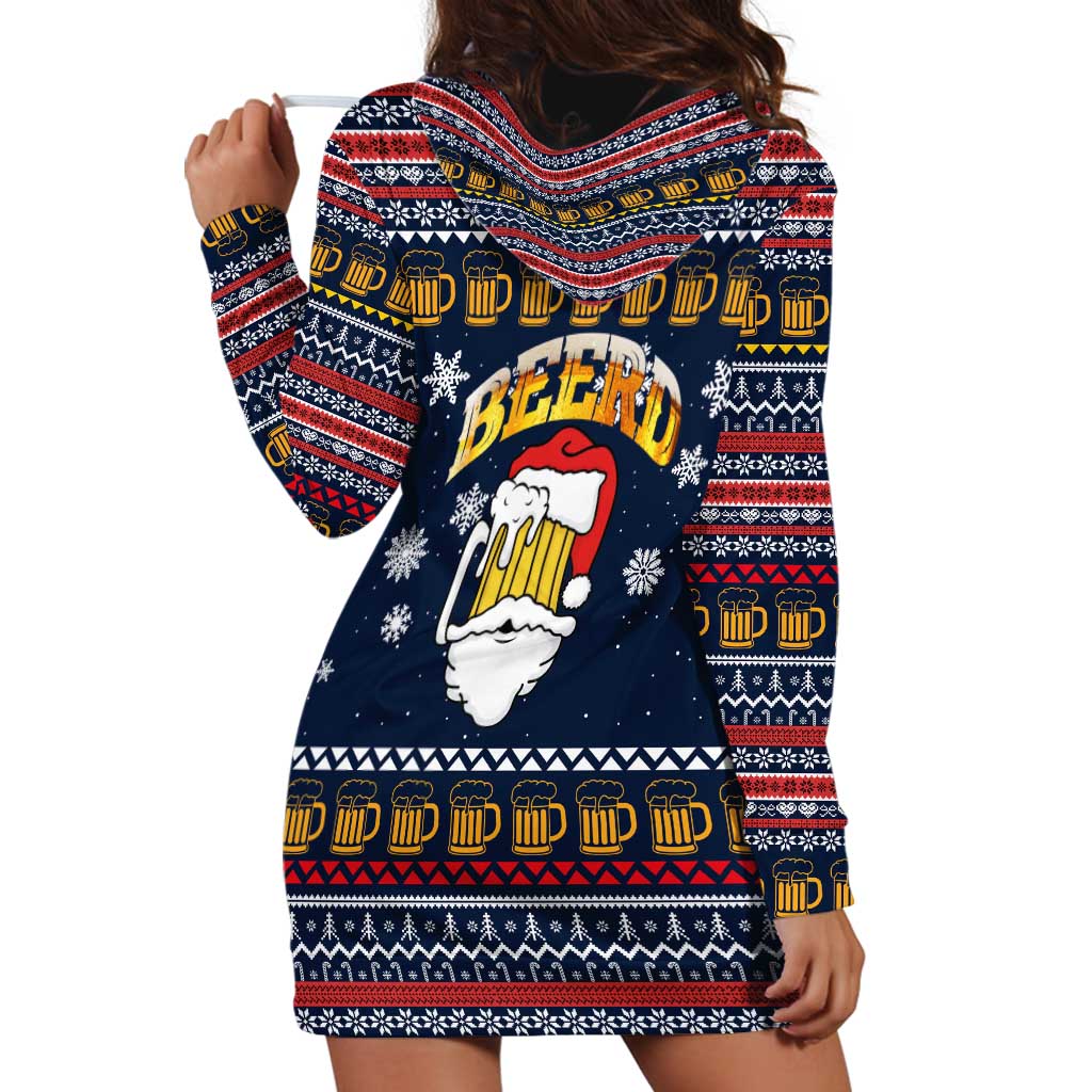 Santa Beerd Christmas Hoodie Dress Xmas Holiday Patterns - Wonder Print Shop