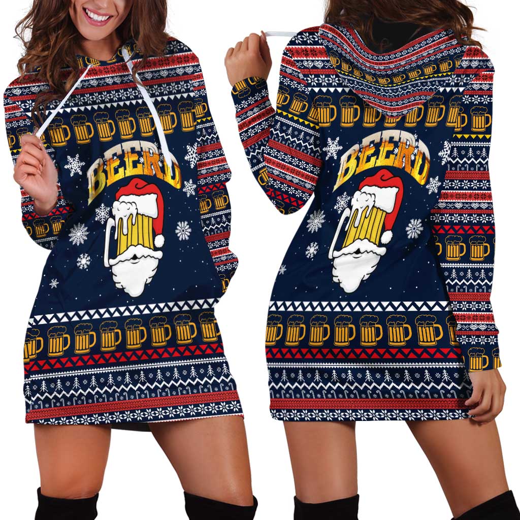 Santa Beerd Christmas Hoodie Dress Xmas Holiday Patterns - Wonder Print Shop