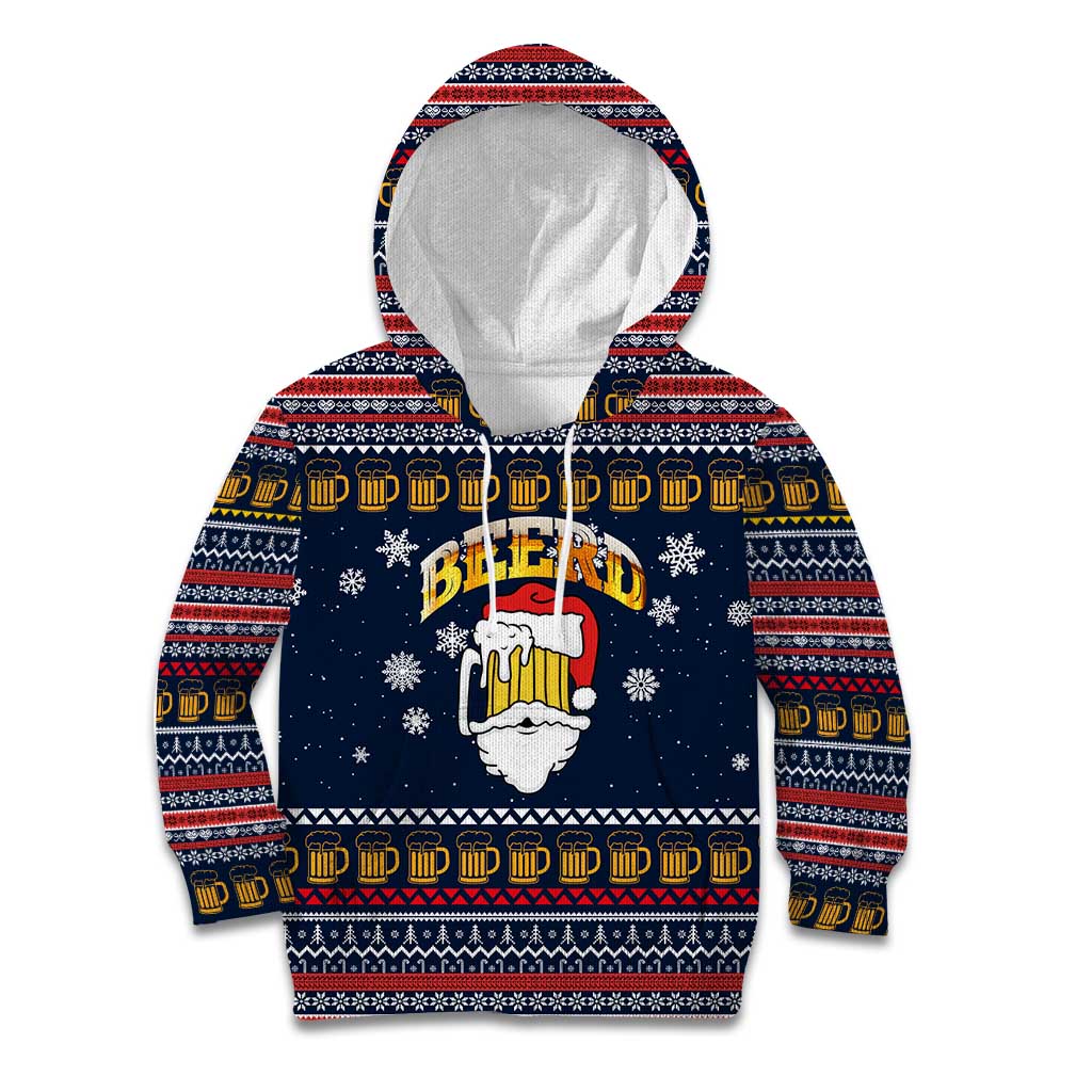 Santa Beerd Christmas Kid Hoodie Xmas Holiday Patterns - Wonder Print Shop