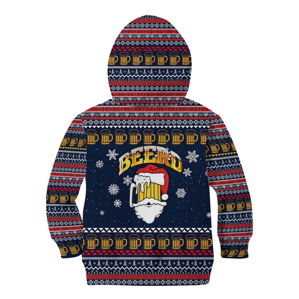 Santa Beerd Christmas Kid Hoodie Xmas Holiday Patterns - Wonder Print Shop