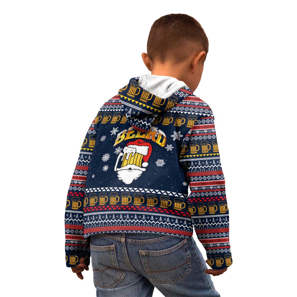 Santa Beerd Christmas Kid Hoodie Xmas Holiday Patterns - Wonder Print Shop