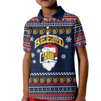 Santa Beerd Christmas Kid Polo Shirt Xmas Holiday Patterns - Wonder Print Shop