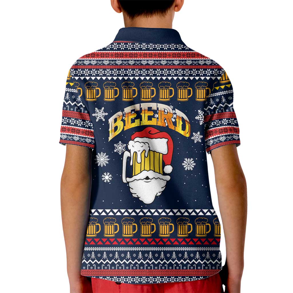 Santa Beerd Christmas Kid Polo Shirt Xmas Holiday Patterns - Wonder Print Shop