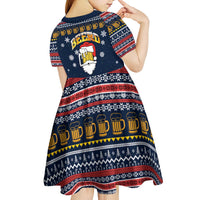 Santa Beerd Christmas Kid Short Sleeve Dress Xmas Holiday Patterns - Wonder Print Shop