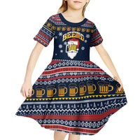 Santa Beerd Christmas Kid Short Sleeve Dress Xmas Holiday Patterns - Wonder Print Shop