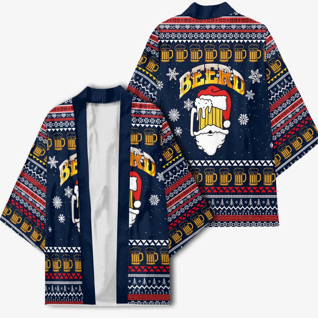 Santa Beerd Christmas Kimono Xmas Holiday Patterns - Wonder Print Shop