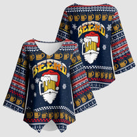 Santa Beerd Christmas Kimono Sleeve Blouse Xmas Holiday Patterns - Wonder Print Shop
