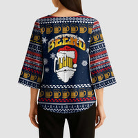 Santa Beerd Christmas Kimono Sleeve Blouse Xmas Holiday Patterns - Wonder Print Shop