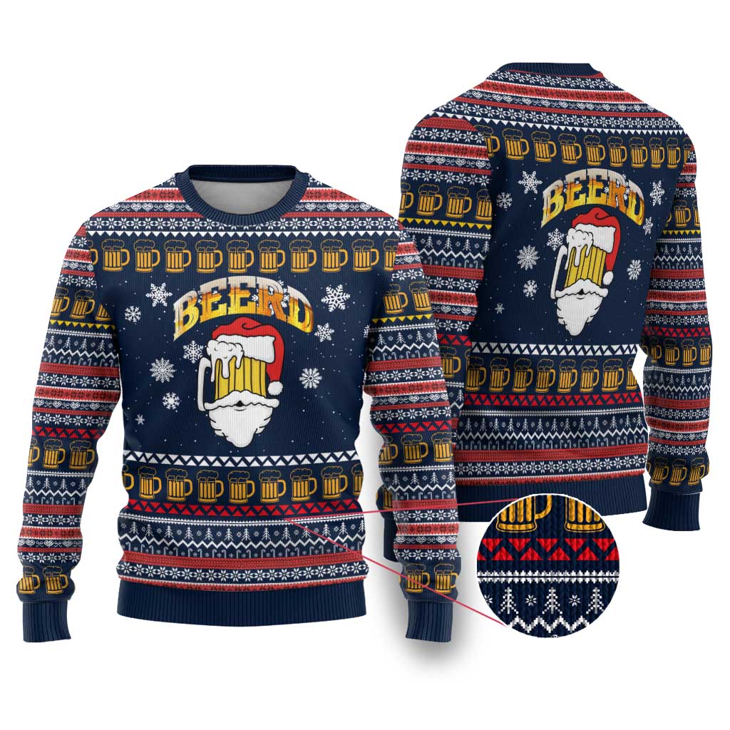 Santa Beerd Christmas Ugly Christmas Sweater Xmas Holiday Patterns - Wonder Print Shop