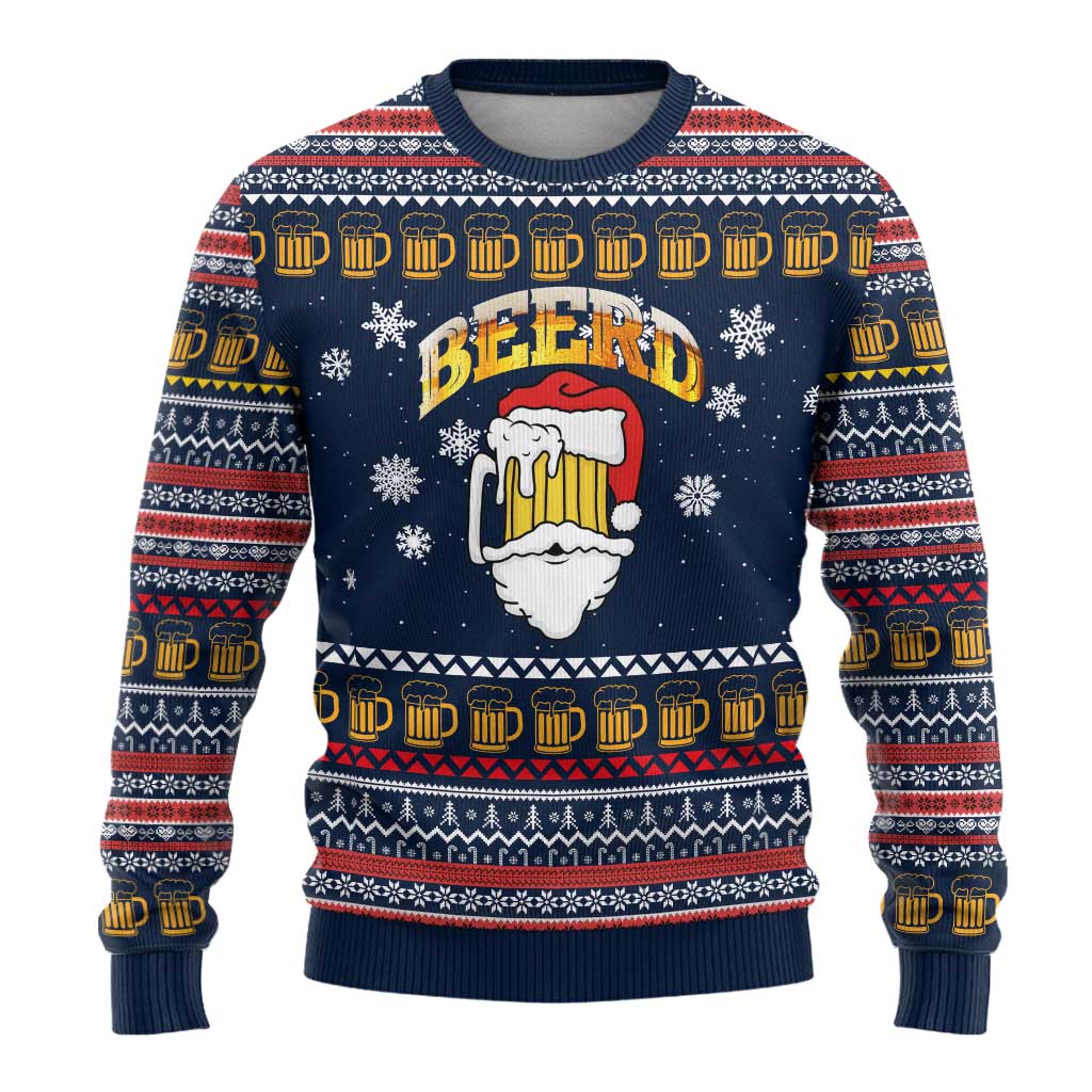 Santa Beerd Christmas Ugly Christmas Sweater Xmas Holiday Patterns - Wonder Print Shop