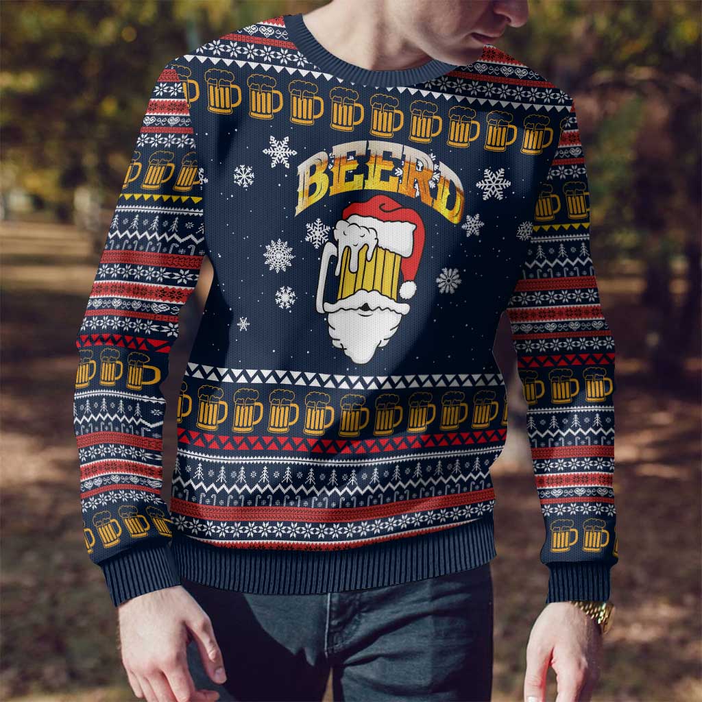 Santa Beerd Christmas Ugly Christmas Sweater Xmas Holiday Patterns - Wonder Print Shop