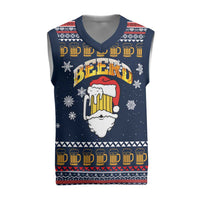 Santa Beerd Christmas Knitted V-Neck Vest Xmas Holiday Patterns - Wonder Print Shop