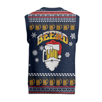 Santa Beerd Christmas Knitted V-Neck Vest Xmas Holiday Patterns - Wonder Print Shop