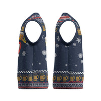 Santa Beerd Christmas Knitted V-Neck Vest Xmas Holiday Patterns - Wonder Print Shop