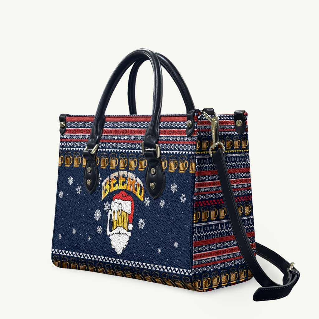 Santa Beerd Christmas Leather Bag Xmas Holiday Patterns - Wonder Print Shop