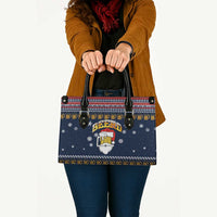 Santa Beerd Christmas Leather Bag Xmas Holiday Patterns - Wonder Print Shop