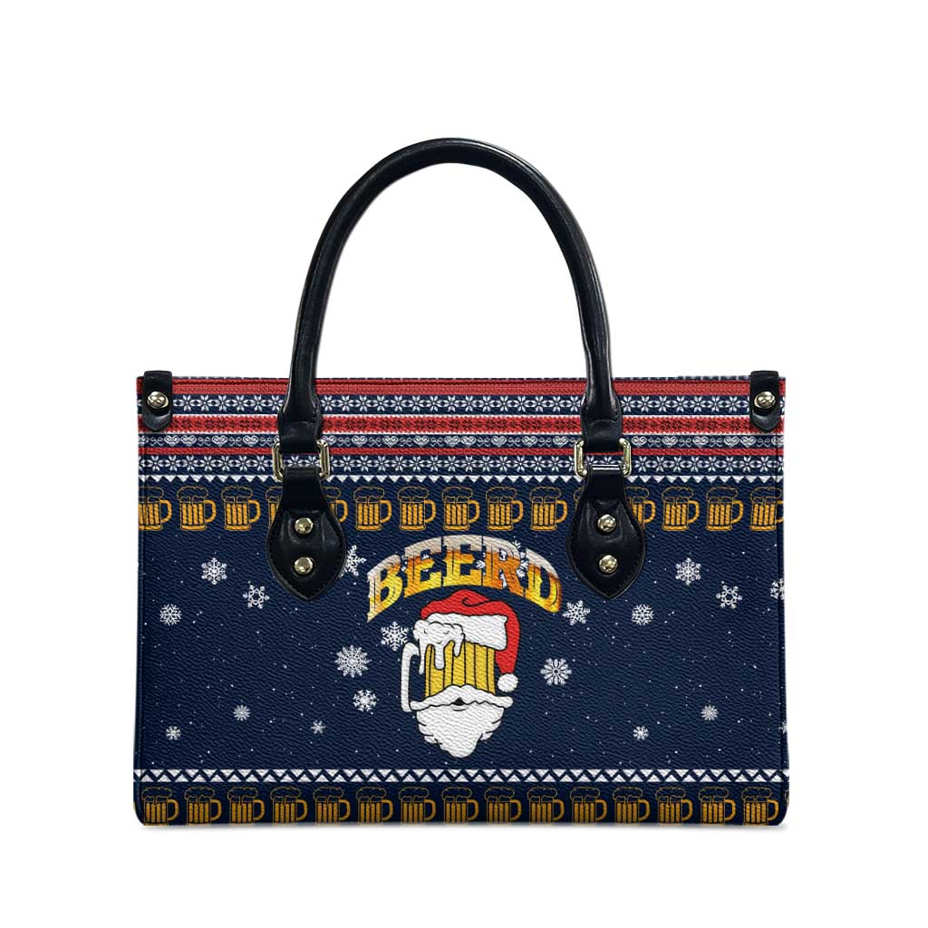 Santa Beerd Christmas Leather Bag Xmas Holiday Patterns - Wonder Print Shop