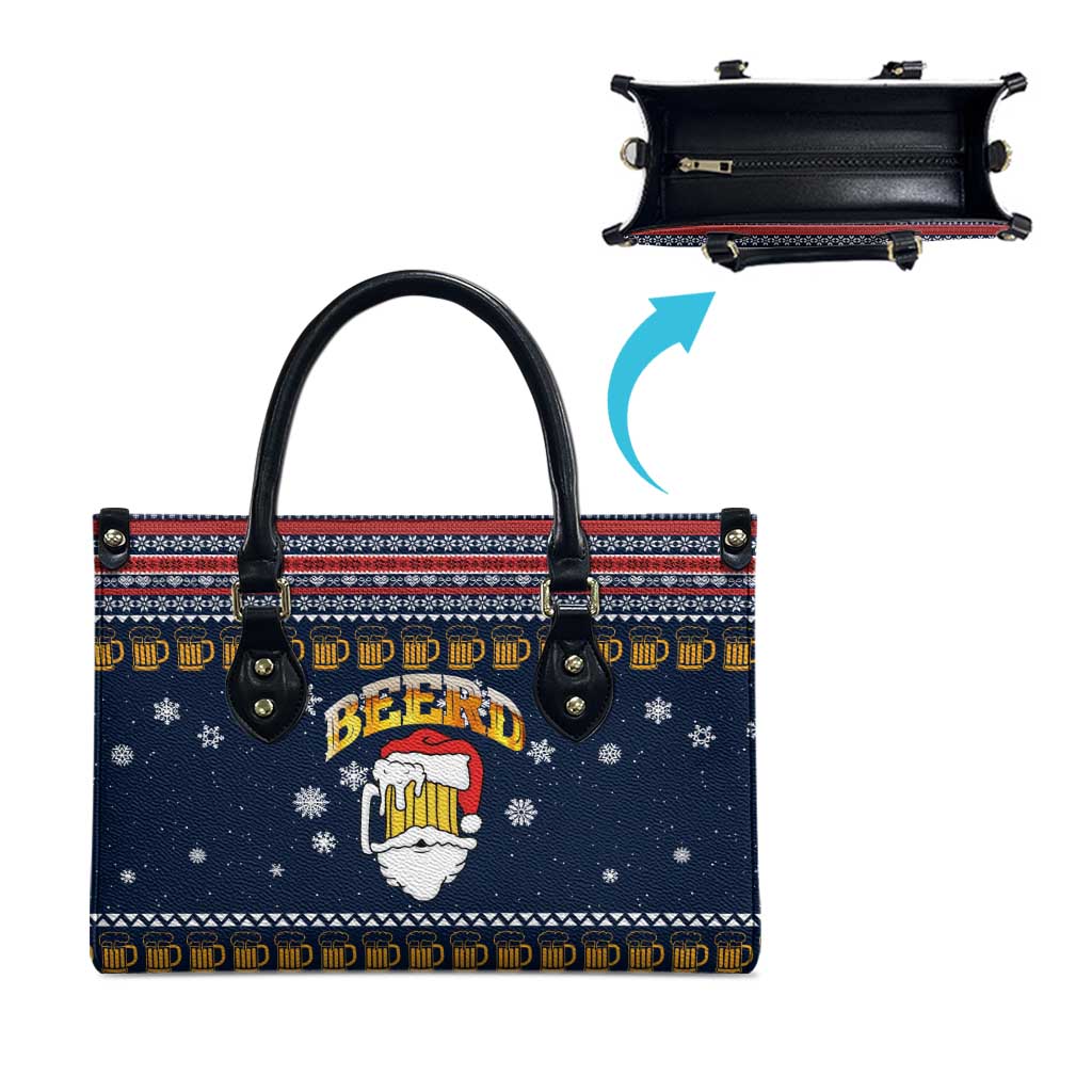 Santa Beerd Christmas Leather Bag Xmas Holiday Patterns - Wonder Print Shop