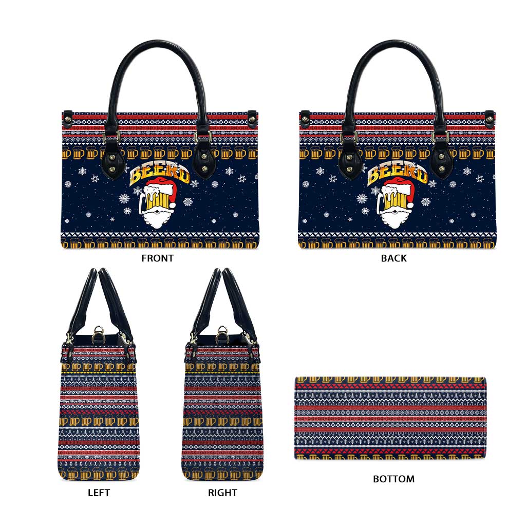 Santa Beerd Christmas Leather Bag Xmas Holiday Patterns - Wonder Print Shop