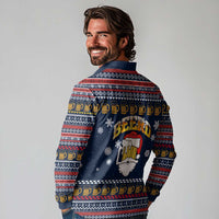 Santa Beerd Christmas Long Sleeve Polo Shirt Xmas Holiday Patterns - Wonder Print Shop