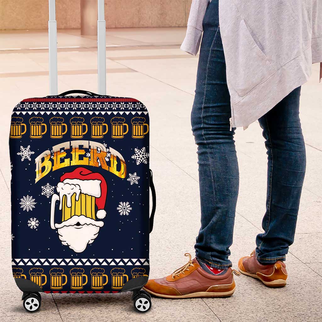 Santa Beerd Christmas Luggage Cover Xmas Holiday Patterns - Wonder Print Shop