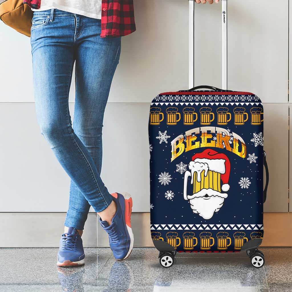 Santa Beerd Christmas Luggage Cover Xmas Holiday Patterns - Wonder Print Shop