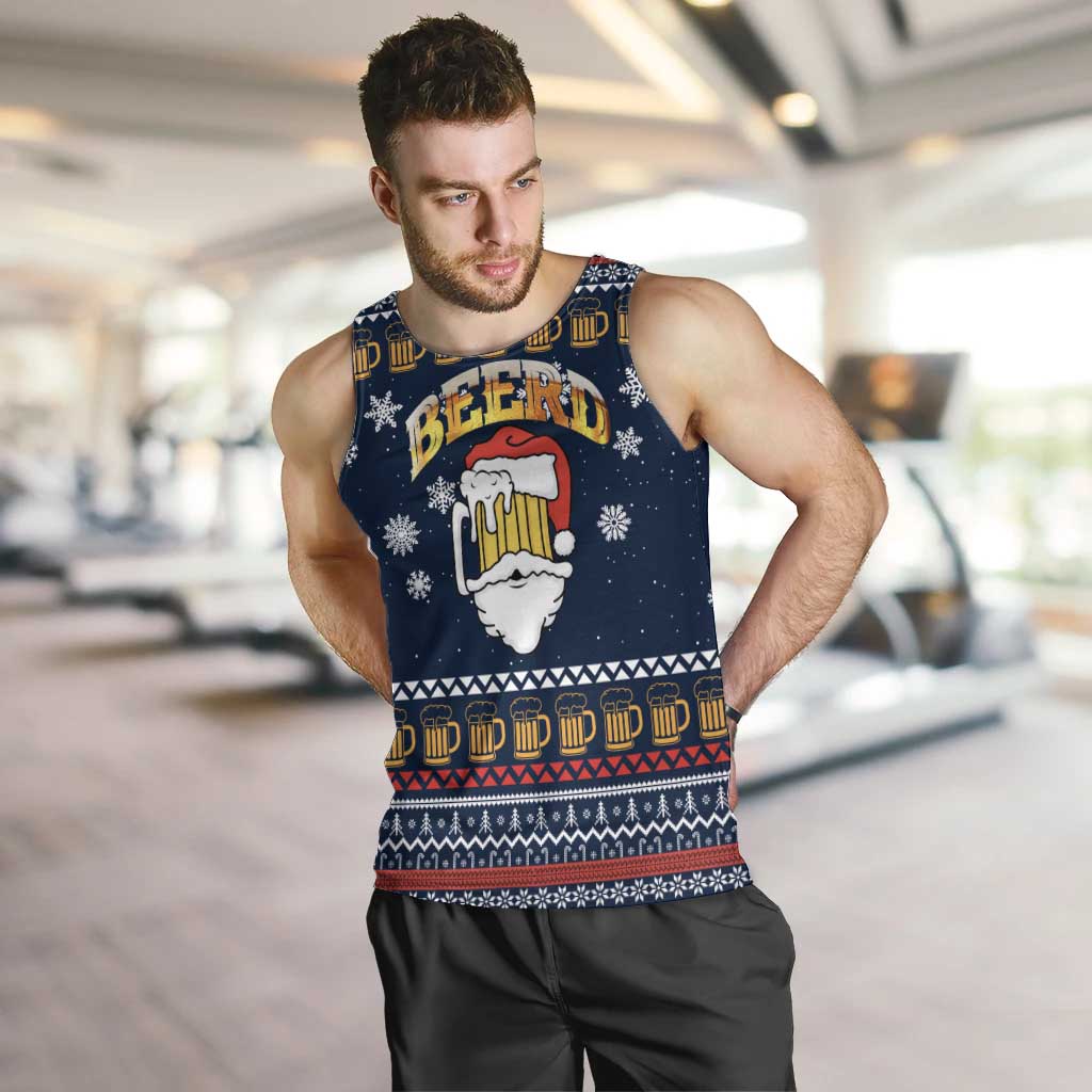 Santa Beerd Christmas Men Tank Top Xmas Holiday Patterns - Wonder Print Shop