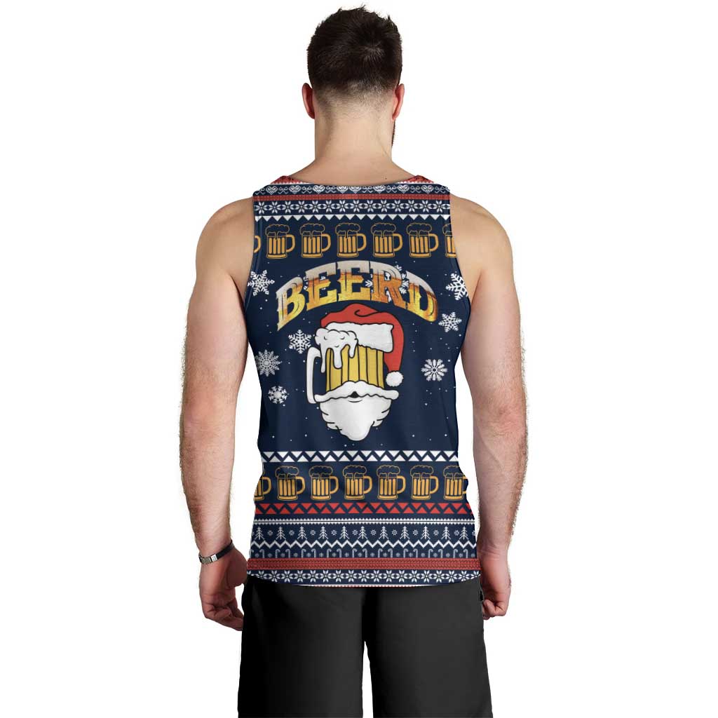 Santa Beerd Christmas Men Tank Top Xmas Holiday Patterns - Wonder Print Shop