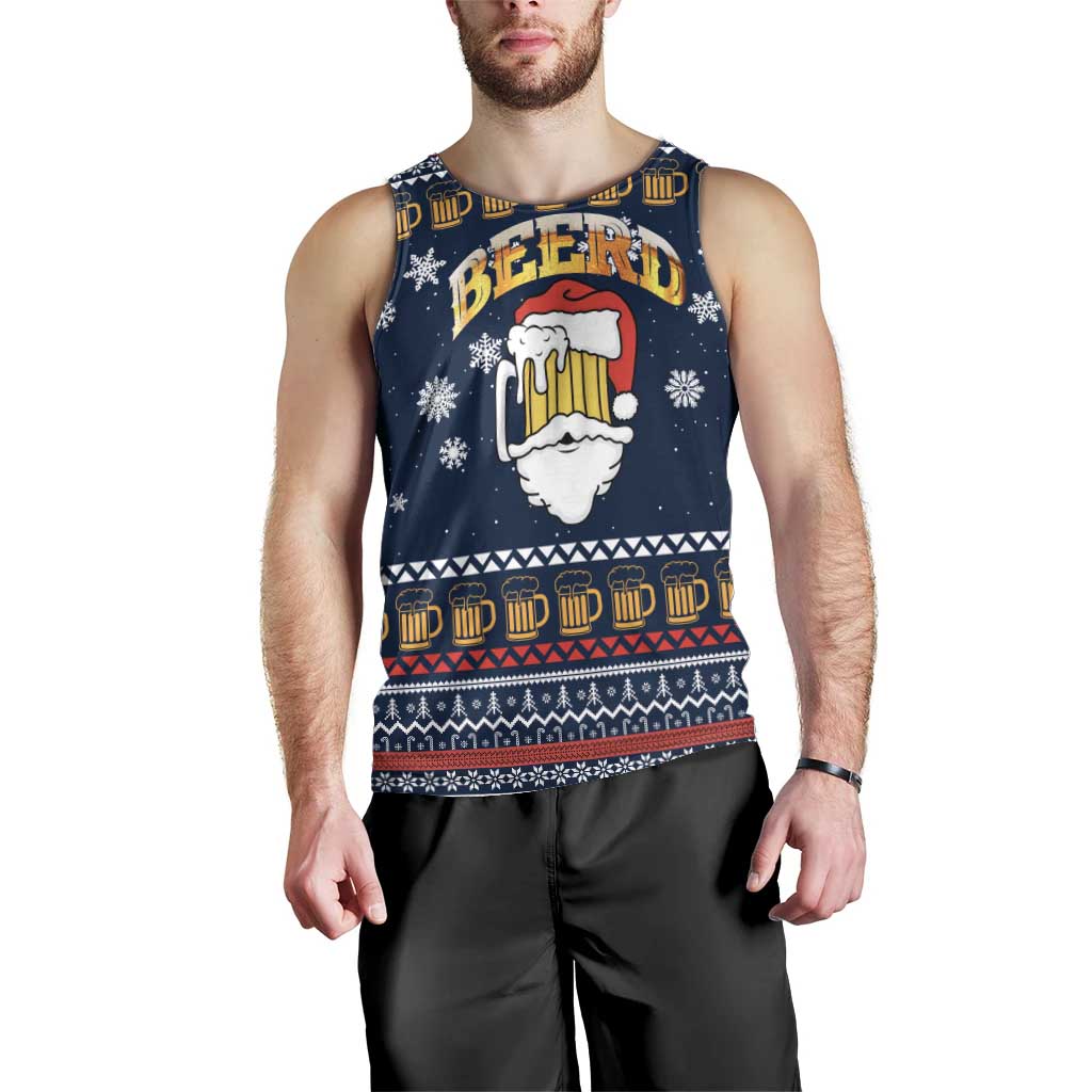 Santa Beerd Christmas Men Tank Top Xmas Holiday Patterns - Wonder Print Shop