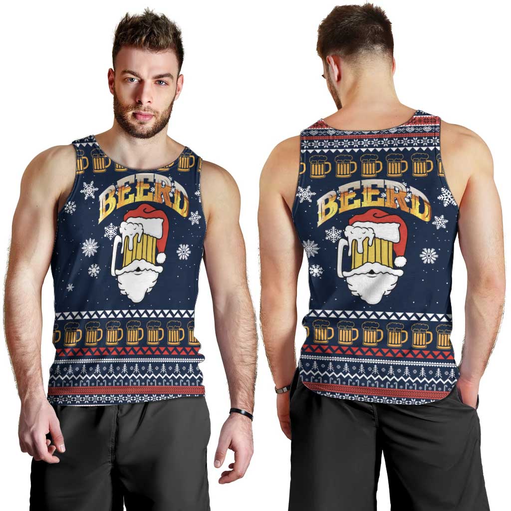 Santa Beerd Christmas Men Tank Top Xmas Holiday Patterns - Wonder Print Shop