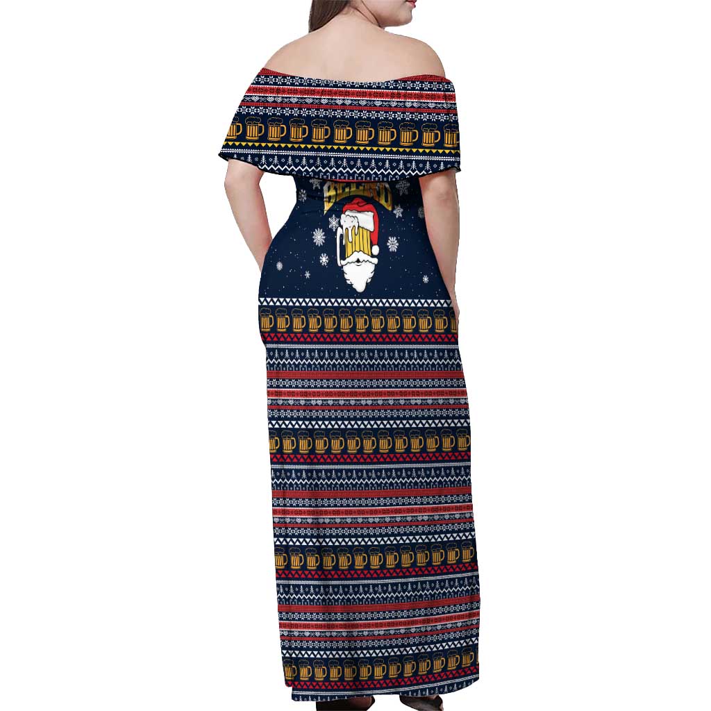 Santa Beerd Christmas Off Shoulder Maxi Dress Xmas Holiday Patterns - Wonder Print Shop