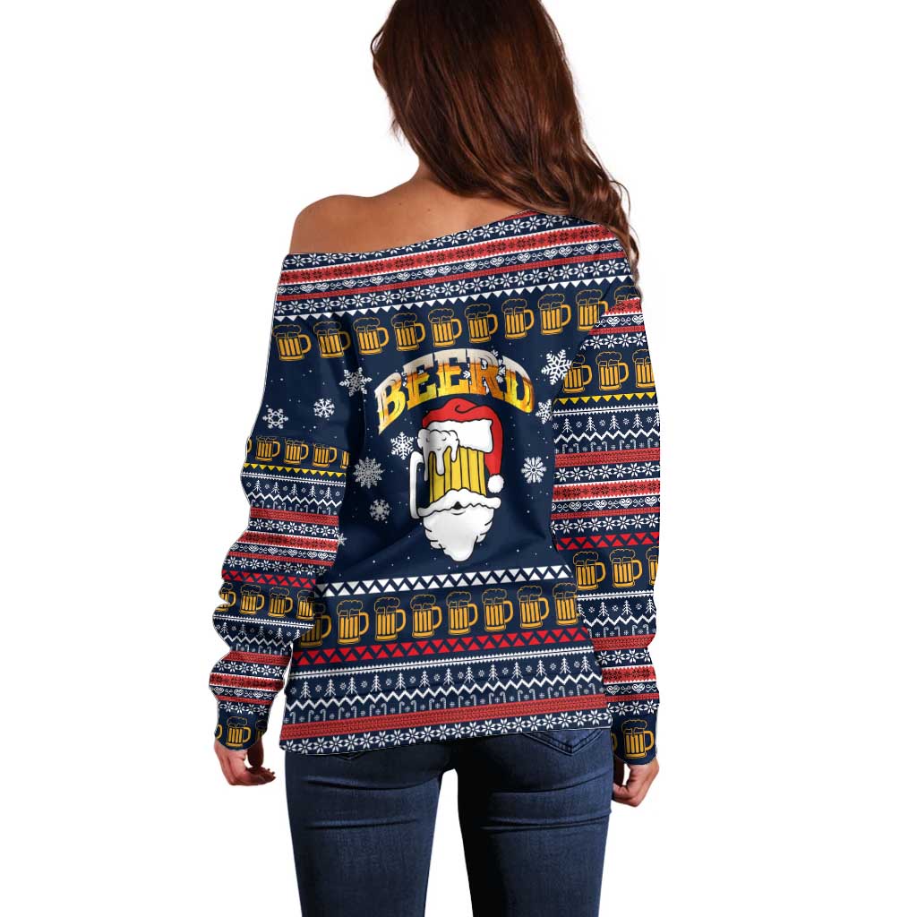 Santa Beerd Christmas Off Shoulder Sweater Xmas Holiday Patterns - Wonder Print Shop