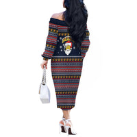 Santa Beerd Christmas Off The Shoulder Long Sleeve Dress Xmas Holiday Patterns - Wonder Print Shop
