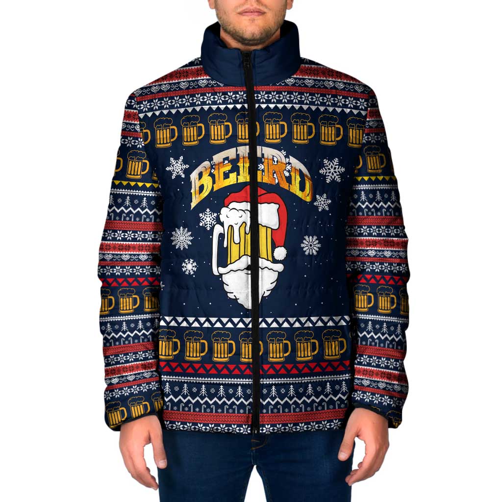 Santa Beerd Christmas Padded Jacket Xmas Holiday Patterns - Wonder Print Shop