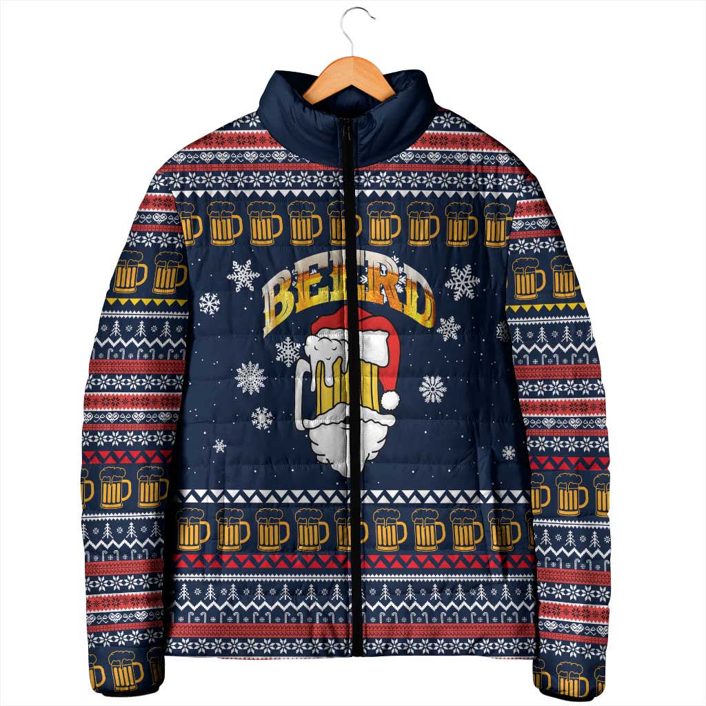 Santa Beerd Christmas Padded Jacket Xmas Holiday Patterns - Wonder Print Shop